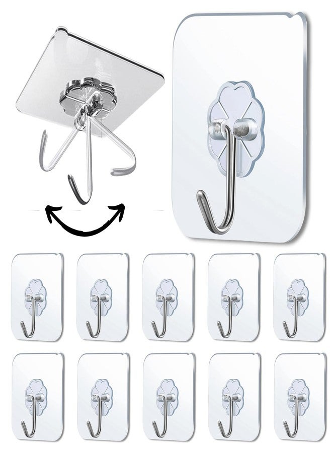 DRYPHON 10 Pcs Adhesive Wall Hooks for Hanging | PVC Hook for Wall Hanging Without Drill | Sticky Hooks for Wall Heavy Duty | Adhesive Wall Hook | Kitchen Tools | Home Decor (10 Pack, Flower Hook) - Image 1